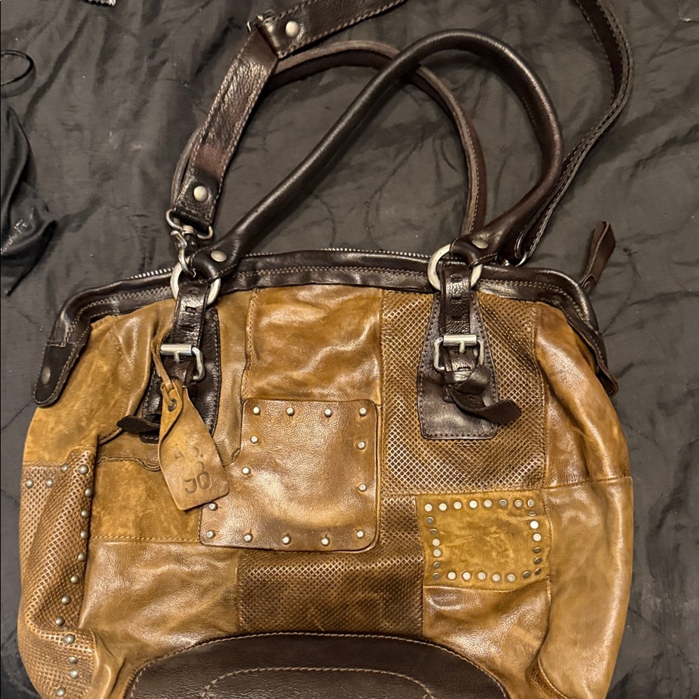 A.S.98 Two-Tone Leather Shoulder Bag